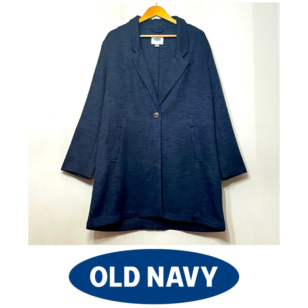 Old Navy Jacket Peacoat Trench Ribbed Textured Overcoat Lagenlook Minimalist XL